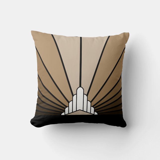 Almofada Art deco sun em bronzeado (Frente)