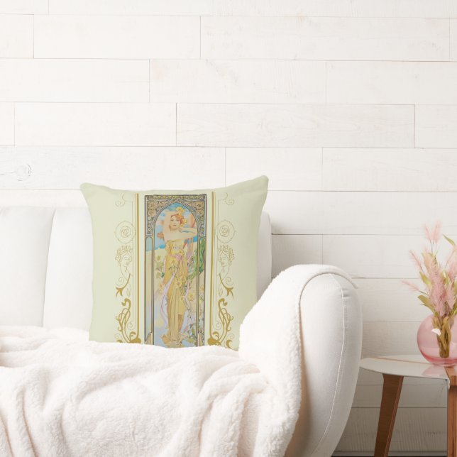 Almofada Art Nouveau Alphonse Mucha - O Brilho do Dia (Sofá)