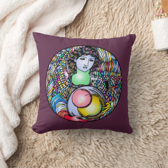 Almofada Art Nouveau Angel On Stained Glass (Cobertor)