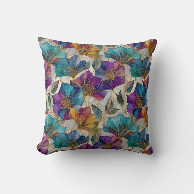Almofada Art Nouveau clematis roxa (Frente)