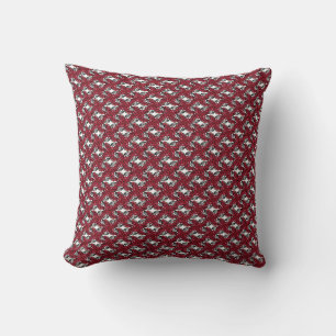 Almofada Art Nouveau Floral, vermelho e rosa preto, design