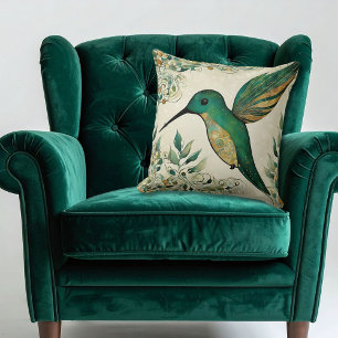 Almofada Art Nouveau Green Hummingbird