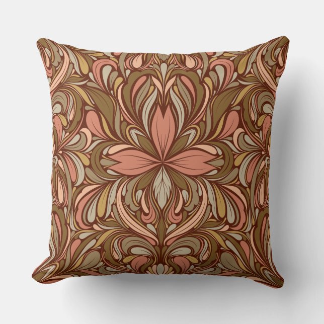 Almofada Art Nouveau Inspirou Brown, Peach, Sage (Frente)