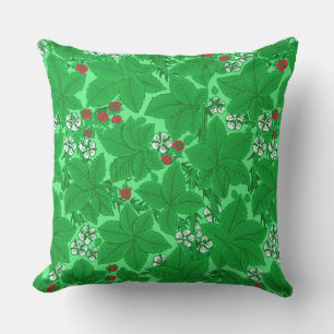 Almofada Art Nouveau Morangos e Folhas, Verde limão