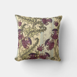 Almofada Art Nouveau Plum Green Floral Travesseiro decorati