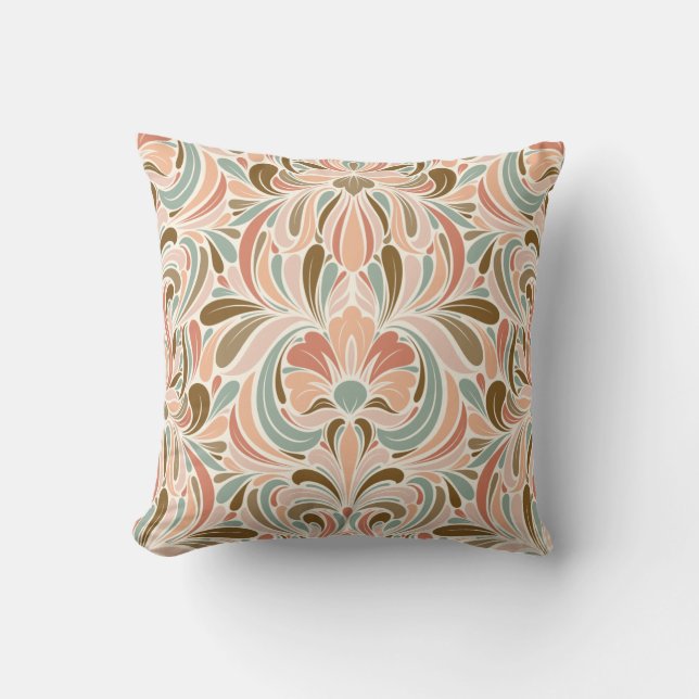 Almofada Art Nouveau Spirit Peach, Aqua, Taupe (Frente)