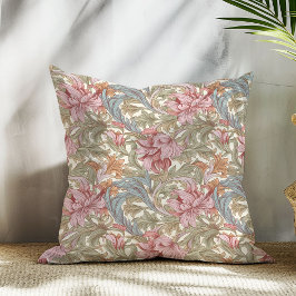 Almofada Art nouveau William Morris sábado, flores cor-de-r