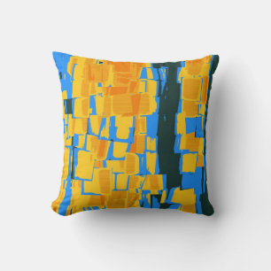 Almofada Arte abstracta amarela Deco do preto azul do