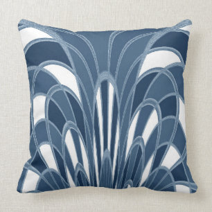 Almofada Arte abstracta Deco do cogumelo - urze azul