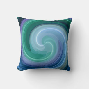 Almofada Arte abstracta espiral verde e azul