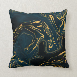Almofada Arte abstracta rica preta Dourado da cerceta