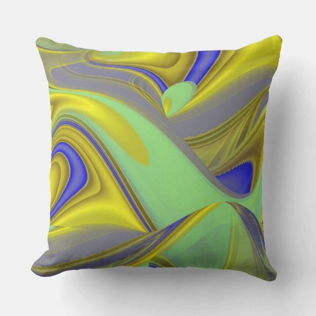 Almofada Arte abstrata 3D em arco-íris em dourado amarelo a (Frente)