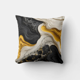 Almofada Arte Abstrata Amarela e Preto e Branco Moderna