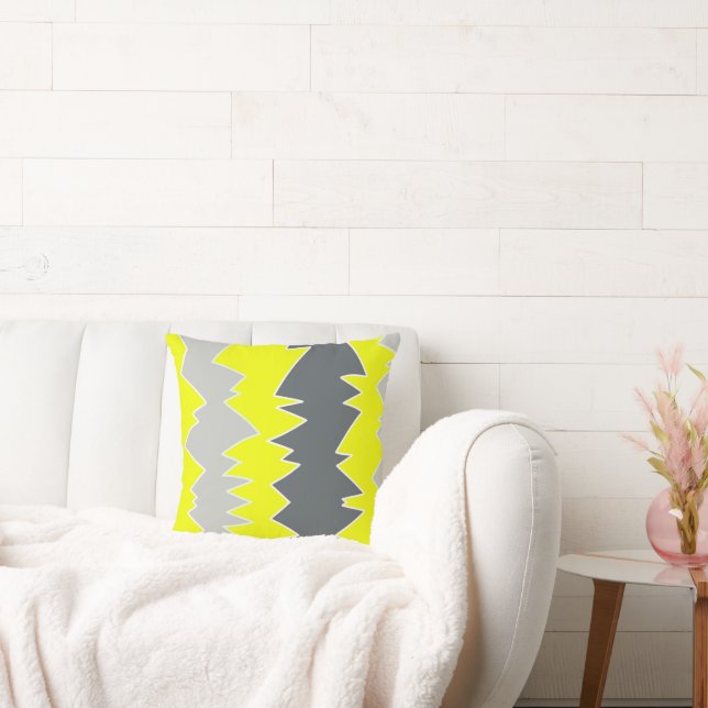 Almofada Arte abstrata cinza claro amarelo cinza carvão (Sofá)