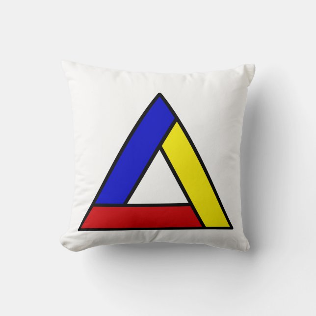 Almofada Arte Abstrata de Triângulo Inspirada em Mondrian (Frente)
