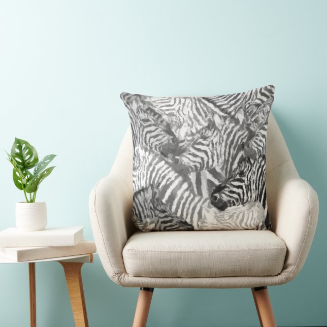 Almofada Arte Abstrata de Zebra em Preto e Branco (Cadeira)