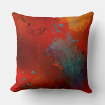 Arte abstrata digital Grunge Vermelho, Aqua & Dour