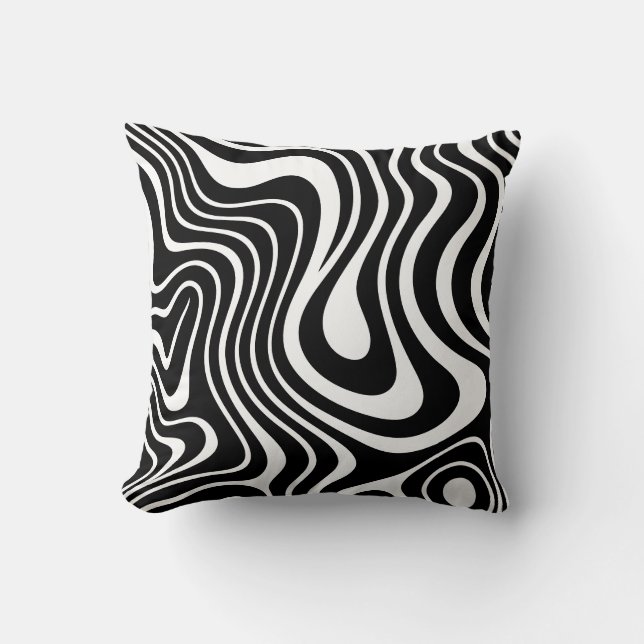 Almofada Arte Abstrata em Mármore Preto e Branco (Frente)