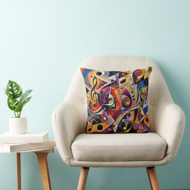 Almofada Arte Abstrata Musical Estilo Kandinsky  (Cadeira)