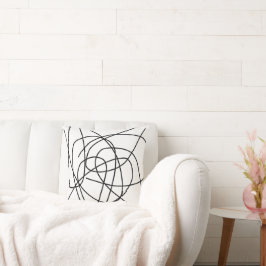 Almofada Arte abstrata preto e branco Desenho Linhas Minima