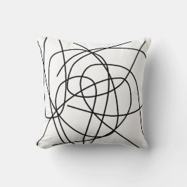 Almofada Arte abstrata preto e branco Desenho Linhas Minima