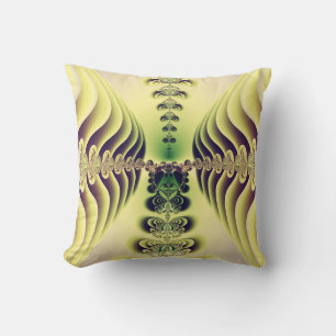 Almofada Arte Abstrata Simetria Fractal Verde Lima