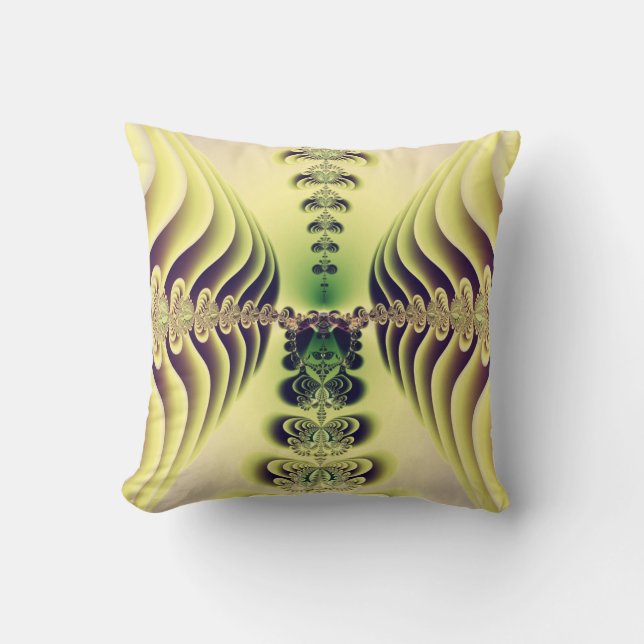 Almofada Arte Abstrata Simetria Fractal Verde Lima (Frente)