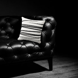 Almofada Arte Abstrato das Linhas Negras e Brancas Modernas