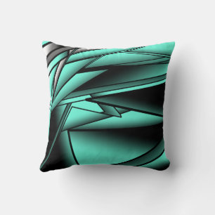 Almofada Arte abstrato moderno ombre preto branco turquesa