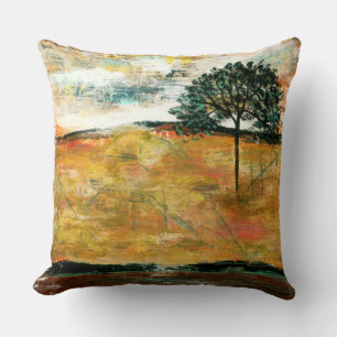 Almofada Arte abstrato Paisagem, Pintura Rústica em Árvore