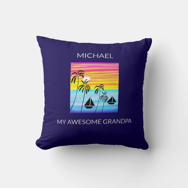 Almofada Arte Africana, Verão Tropical, Navegação Sunset (Frente)