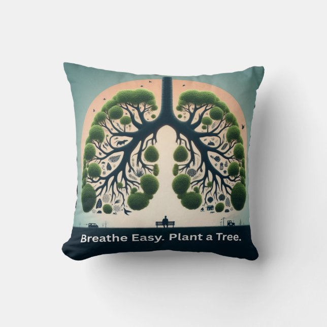 Almofada Arte Ambiental dos Pulmões Verdes Simbólicos (Frente)
