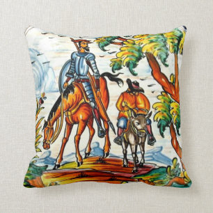 Almofada Arte antiga da cerâmica do Majolica de Don Quixot