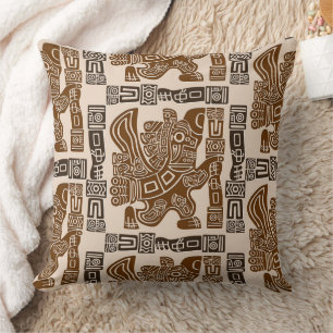 Almofada Arte Antiga Tribal do Guerreiro de Águia Asteca