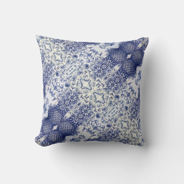 Almofada Arte azul portuguesa do azulejo (Frente)