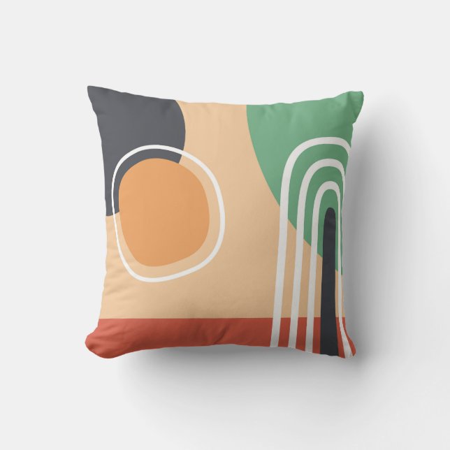 Almofada Arte boêmica abstrato arco-íris e sol (Frente)