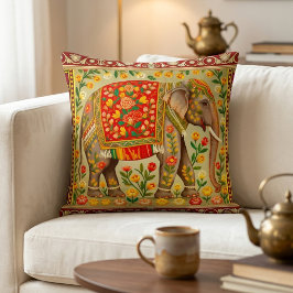 Almofada Arte Boêmio Floral de Elefante Indiano