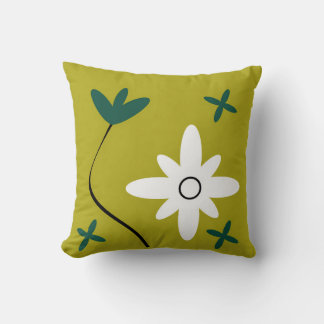 Almofada Arte Botânica Abstrata Flor de Margarida Minimalis