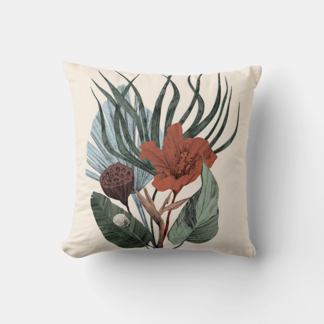 Almofada Arte Botânica Cushion Impressão Elegante (Frente)