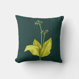 Almofada Arte botânica da planta verde de alho selvagem