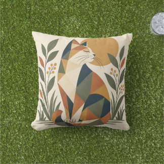 Almofada Arte Botânica de Gato Geométrico