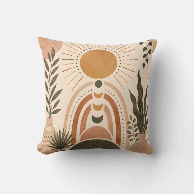 Almofada Arte Botânica e Sol Boho (Frente)