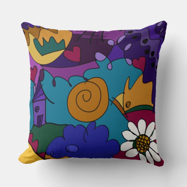 Almofada Arte Colorida de Doodle (Frente)