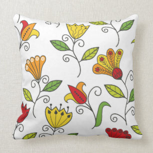 Almofada Arte Colorida Deco Grande Flor Fundo Branco