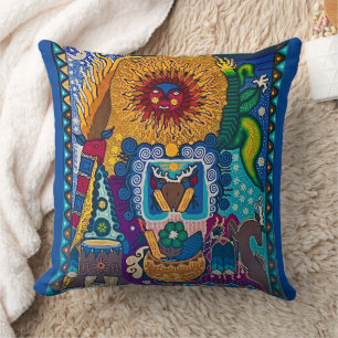 Almofada Arte Colorida Sun Huichol