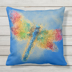 Almofada Arte colorido da libélula (azul)