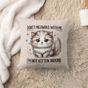 Almofada Arte com palavras de gatinho sarcasmo engraçado