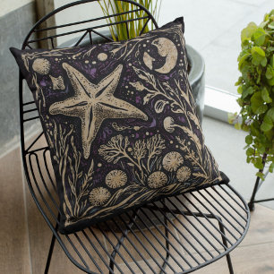 Almofada Arte Costeira Russa Nouveau Starfish Embaixo da Ág