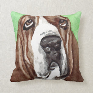 Almofada Arte da aguarela de Basset Hound