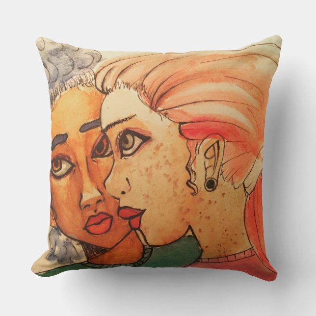 Almofada Arte da aguarela por amigos da mágica de Kesa F (Frente)